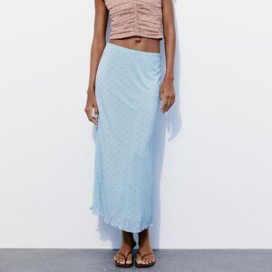 Zara Printed Tulle Skirt Polka Dot Blue